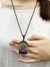 4.2cm Feng Shui Green Tara Pendant Sanskrit Tibetan Buddhist Amulet Necklace picture