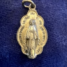 M De Jean Sterling Miraculous Medal Virgin Mary Pendant France 20x11.5mm picture