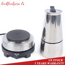 Moka Pot Espresso Coffee Maker Percolator Stovetop 4/6/9 Cups Stainless Steel picture