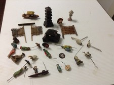 VTG Diorama  Ceramic Miniatures Asian Pagoda ,Bridge ,Figures some repaired  picture