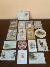 Antique 1893-1901 Victorian Paper Laced Pierced Embossed 15 Valentines Cards OH picture