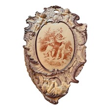 Antique Mettlach Villeroy Boch Plaque 6006 Violet Cherubs Angels Large 24