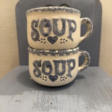 Vintage Style Heart Speckled Soup Mug with Handle Set of 2 picture