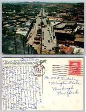 Vintage 1958 Nogales Arizona Mexico Border US Hwy 89 Aerial View Postcard picture