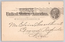 Milwaukee, WI, United States Postal Cancel, Undivided Back, Ornate Script 1897 picture