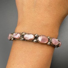 Vintage Southwestern MOP Twist Silver Bracelet Cuff Small 6-1/8