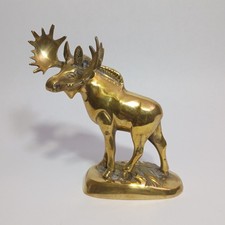 Vintage Brass Moose Figurine Elk Wildlife Collectible Gold Tone Decor 7