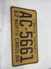 1962 North Carolina Drive Safely License Plate #AC-5661 picture