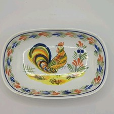 HB Henroit Quimper Fruit Berry Bread Bowl Dish France Rooster Provincial Cottage picture