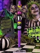 Beaded Pen New Beetlejuice Showtime Handcrafted Retractible Ink Pen picture