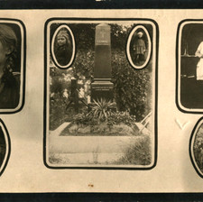 Vintage Photo Collage Post Mortem Child Tombstone Graveside Cemetery Memento picture
