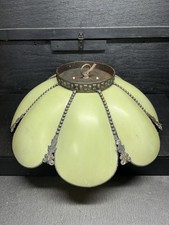 Vintage Mint Green Glass Lamp Shade Art Deco Hanging Ceiling Light Fixture. picture