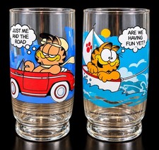 Vintage 1978 McDonald’s Garfield & Odie Tall Drinking Glasses Set of 2 Jim Davis picture