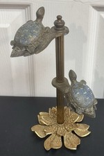 Vintage ALLIED BRASS Turtle Clip Stand Adorable picture
