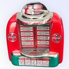 Vintage 1996 Coca‑Cola Seeburg Wall‑O‑Matic Tabletop Jukebox Musical Coin Bank picture