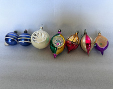 Lot of 7 Vintage Mercury Glass Christmas Ornaments Multicolor 4 marked Poland picture