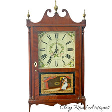 antique Eli Terry & sons mahogany pillar & scroll clock 1830 project clean picture