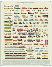 DISNEYLAND AMUSEMENT PARK RIDES 12X16 POSTER TRAIN AUTOPIA CAR PIRATES CARIBBEAN picture