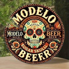 Modelo Beer Round Aluminum Weatherproof  Tin Metal Signs Home Décor 8x8 picture