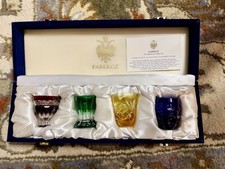 Faberge Crystal Na Zdorovye Vodka Shot Glasses Set of 4, Engraved picture