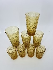 8pcs Lido Milano Anchor Hocking Honey Gold Amber Glasses Tumbler Tea Juice picture