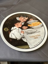 Vintage 1989 Norman Rockwell Mothers Day Plate Sunday Dinner Knowles BOX COA picture