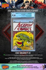 JERRY SIEGEL SIGNED ACTION COMICS #1 REPRINT • CGC GRADED 9.4 DYNAMIC FORCES picture