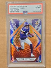 2020 Panini Phoenix Justin Jefferson Fire Burst RC #111 PSA 8 Vikings picture