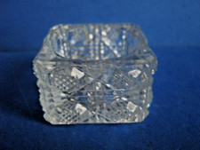NEW MARTINSVILLE LACY DAISY SQUARE PATTERN GLASS OPEN SALT CELLAR, c1905-1920's picture