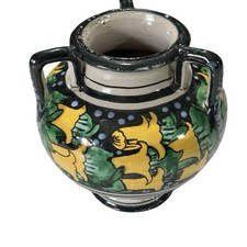 Vtg Italian Majolica Deruta Style Hand Painted Floral Amphora Urn Vase 6