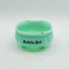 Antique Tarentum Georgia Gem Uranium Glass Bowl Angola Indiana Souvenir UV Glow picture