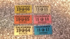 One 1964 1965 1966 1967 1968 1969 California License Plate Sticker, Authentic picture