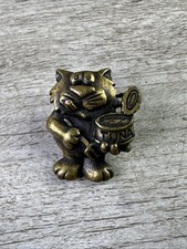 JJ Jonette Jewelry Brooch Lapel Hat Jacket Pin Wide Eyed Cat W/ Fork & Can Tuna picture