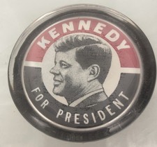 John F. Kennedy for President Campaign Glass Paperweight Vintage 3.5” Diameter picture