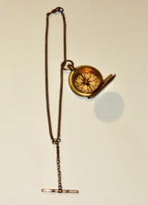 Vintage WWII U.S. Military S&W NY (Schwab & Wuischpard) Brass Compass w/ Chain picture