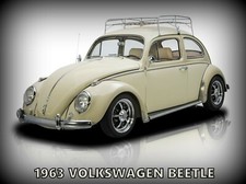 1963 Volkswagen Beetle Metal Sign: Large Size - 12 x 16