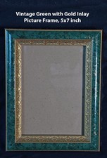 Vintage Green with Gold Inlay Picture Frame, 5x7 inch, Horizontal or Vertical picture