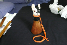 Vintage Adorable Boston Terrier Ceramic & Bristle Clothes Crumb Brush Germany? picture