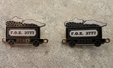 Vintage Pair F.O.E. 3777 Heber Utah Cart Enamel Pins Fraternal Order of Eagles picture