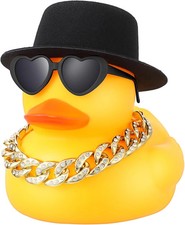6.89 Inches Large Rubber Duck with Sunglasses Hat Giant Duck,Yellow picture