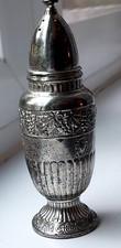 Silver Plated Ornate Salt & Pepper Shakers Weighted 8