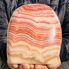 7.65LB Large beautiful Natural Red striped Pork Stone Landscape mineral specimen picture