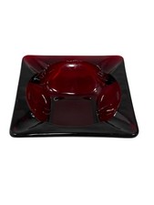 Vintage Ruby Red Glass Square Ashtray picture