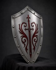 Gothic Silver Knight Shield Medieval Heraldic Armor Wall Decor LARP Prop Gift picture