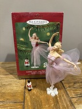 Hallmark Keepsake Barbie Sugar Plum Princess Christmas Ornament Set (2) 2001 picture