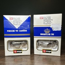 Vintage Bburago 1/87 Scale Key Holder Porsche 911 Carrera & Bugatti EB 110 Italy picture