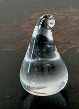 Tiny Art Glass Chocolate Kiss Miniature Clear Blown Glass Candy Paperweight 1.75 picture