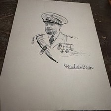 Original 1931-1934 News Sketch Portfolio Mussolini Italo Balbo Max Schmeling WI picture
