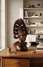 Vinatge Woman Hand-Carved Wooden Sculpture Bust (Balinese Indonesian Style) picture
