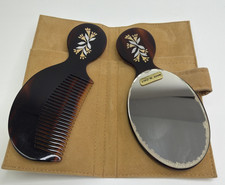 Vintage Janeke Art Deco Travel Comb & Mirror Vanity Set with Case Made in Italy picture